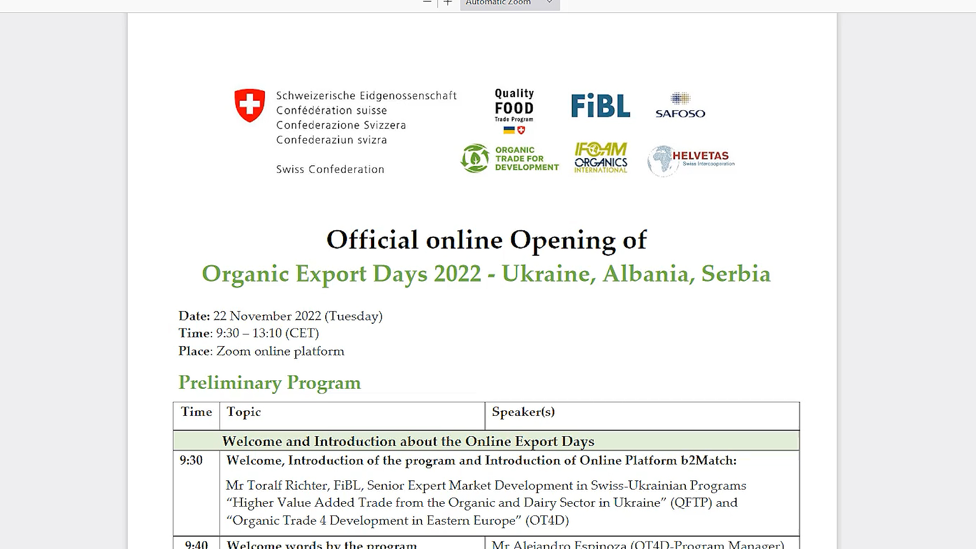 Dani organskog izvoza Srbije, Ukrajine i Albanije